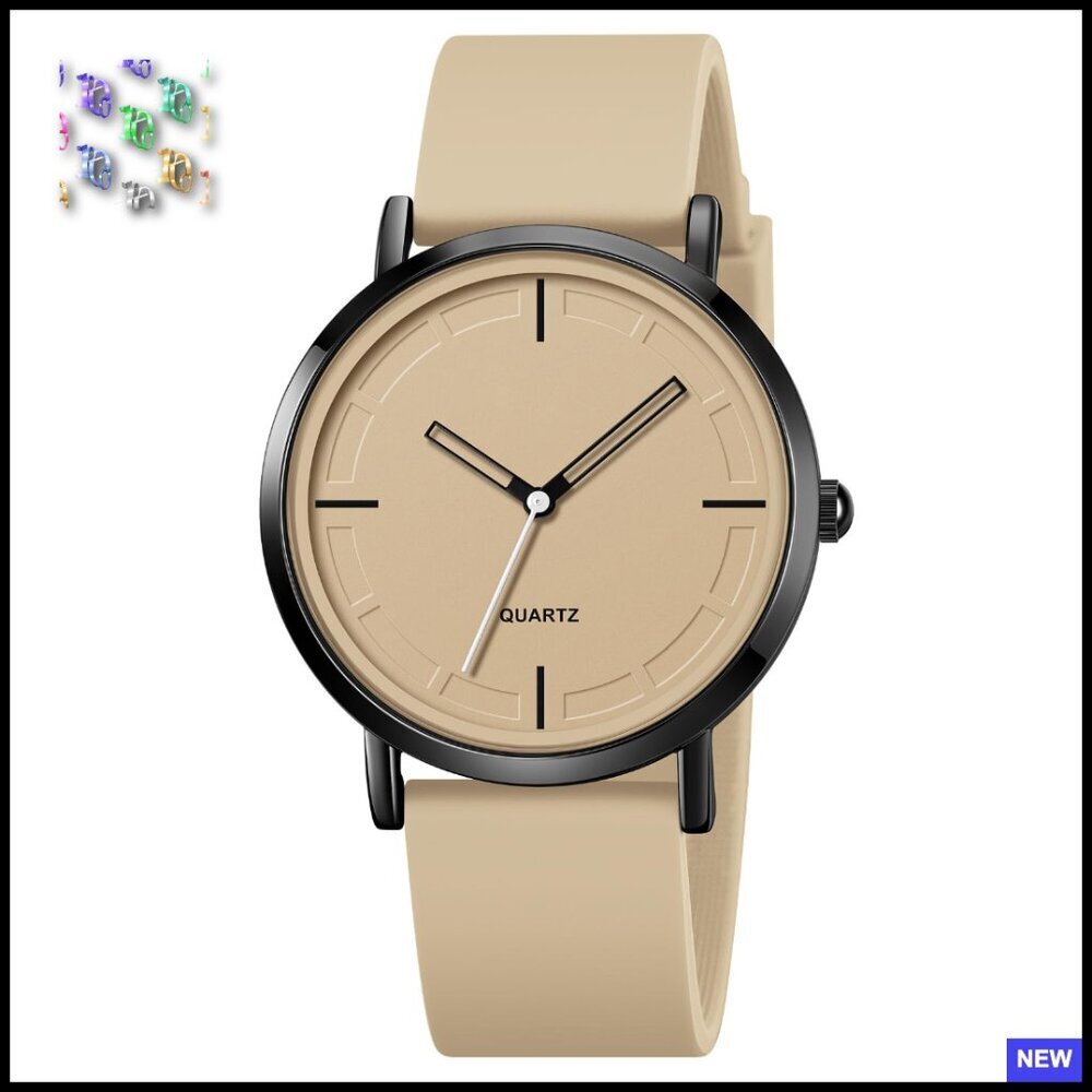 Unisex Minimalist Quartz Watch Waterproof Silicone Band Modern Classic